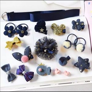 🆕 Cute girl hair clips and bows 18 pieces
